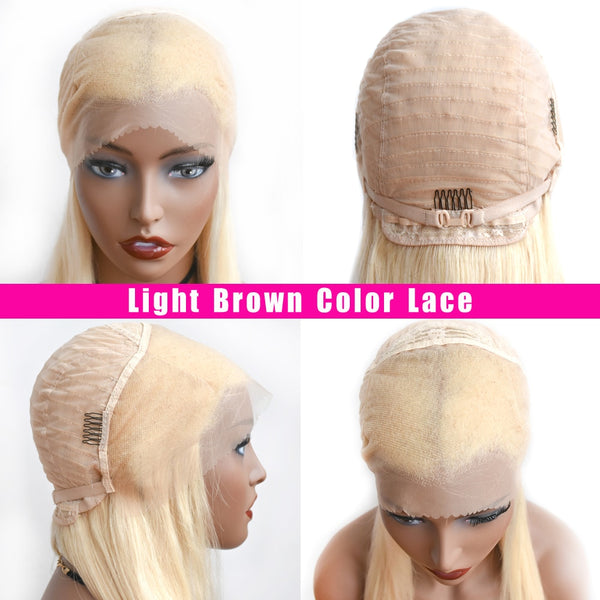 Lace Front wig Brazilian Hair Straight Blonde 613