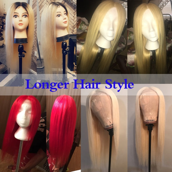 Lace Front wig Brazilian Hair Straight Blonde 613